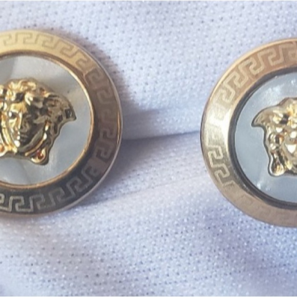 Versace Gold and Silver Greek Key Cuff Links
